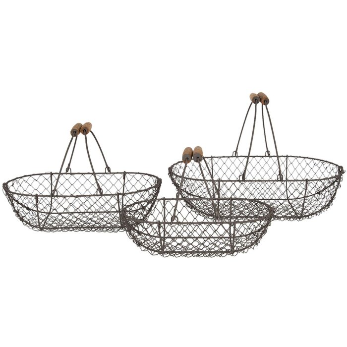 Корзины (3 шт.) 38x22x10 - 32x18x9 - 29x15x8 см Clayre & Eef 6Y3772