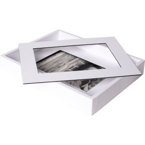HNFD Passepartout Bilderrahmen 10x15 cm weiß ohne Glas mit Aufsteller 3D-Rahmen