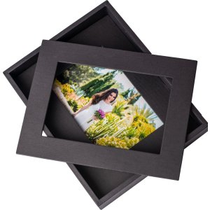 HNFD Passepartout Bilderrahmen 13x18 cm schwarz ohne Glas zum Aufstellen