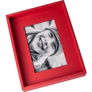 HNFD Passepartout-Bilderrahmen 13x18 cm rot ohne Glas mit Aufsteller