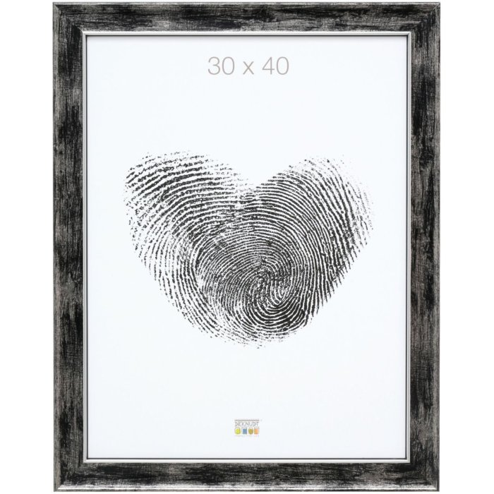 Deknudt Holzrahmen S46E Silberkante 24x30 cm schwarz mit Antireflexglas