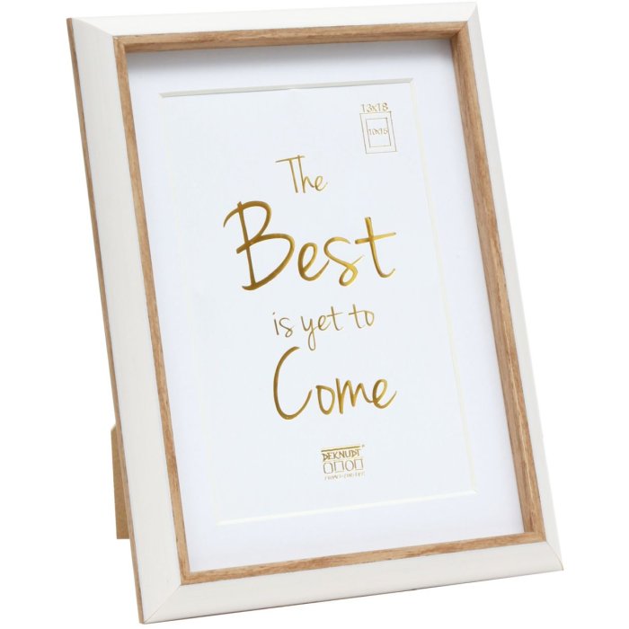 Deknudt Kunststoffrahmen S46WG weiß natur Kante 13x18 cm mit Passepartout