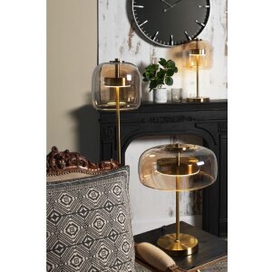 Clayre & Eef 6GL2992 Держатель для чайных ламп стеклянный серый круглый 8x10 см