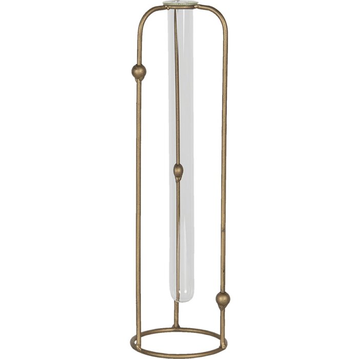 Clayre & Eef 6Y4424 Ваза Ø 10x35 см металлическая круглая медного цвета