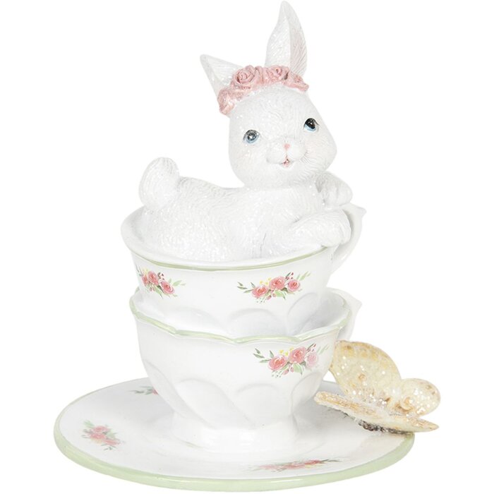 Украшение кролик в чашке 12x12x15 см разноцветный 6PR3139