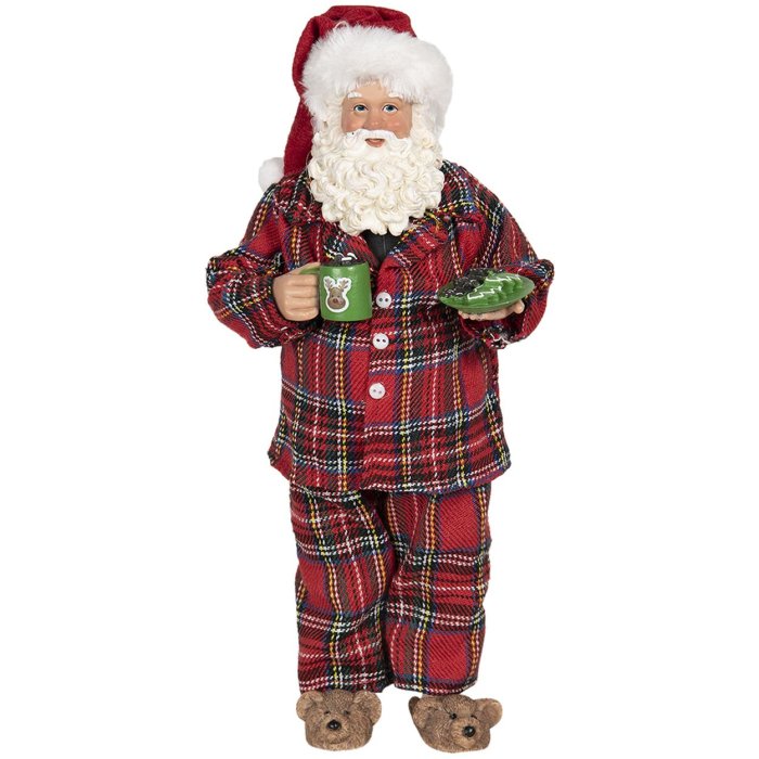 Декоративная фигурка Деда Мороза Clayre & Eef разноцветная 14x10x28 см текстиль пластик