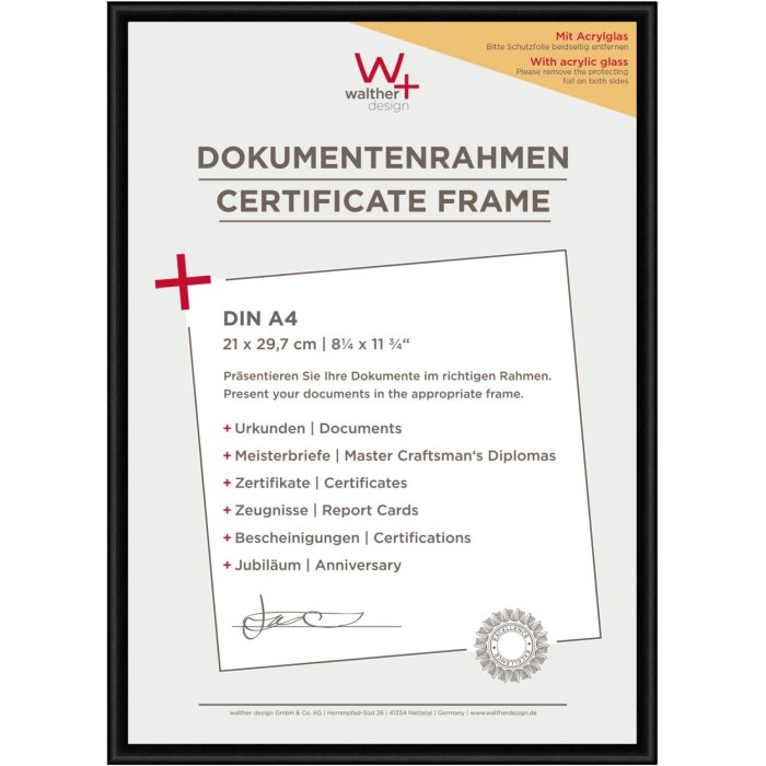 Walther New Lifestyle Kunststoffrahmen 21x30 cm schwarz mit Acrylglas