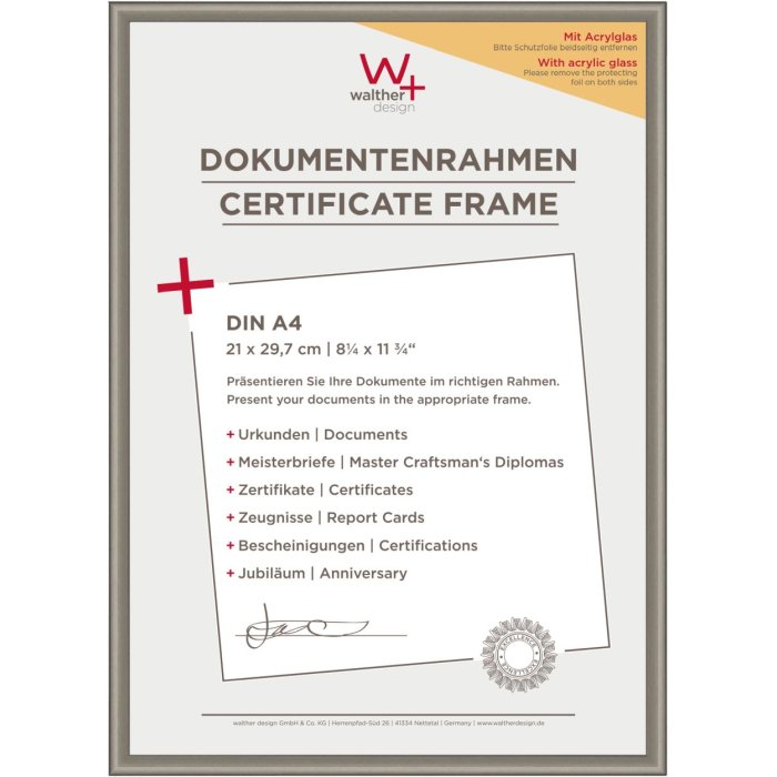 Walther Bilderrahmen New Lifestyle Stahl 21x29,7 cm Acrylglas DIN A4