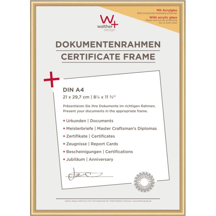Walther Bilderrahmen New Lifestyle 21x30 cm gold Acrylglas