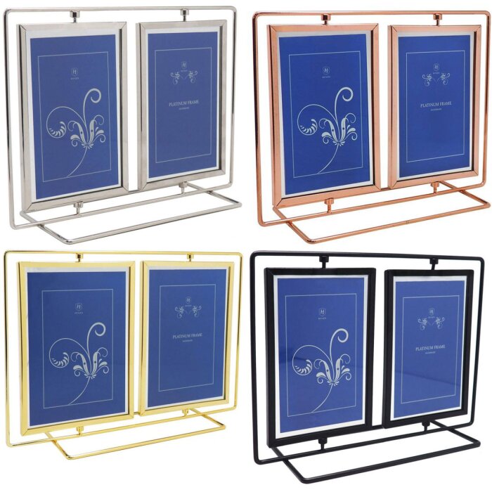 Henzo Doppelrahmen Swing Metall für 2 Fotos drehbar Gold Roségold Schwarz Silber