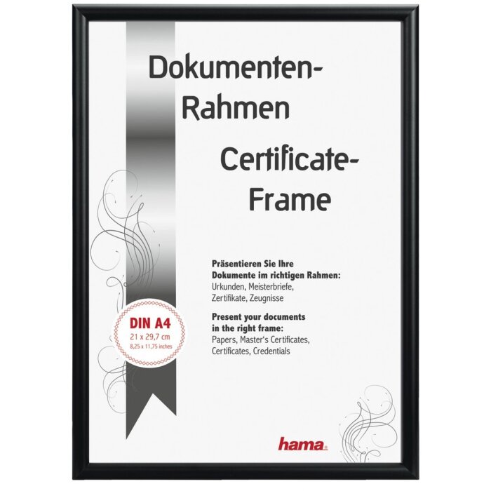 Алюминиевая рама Детройт 21x30 см черное обычное стекло