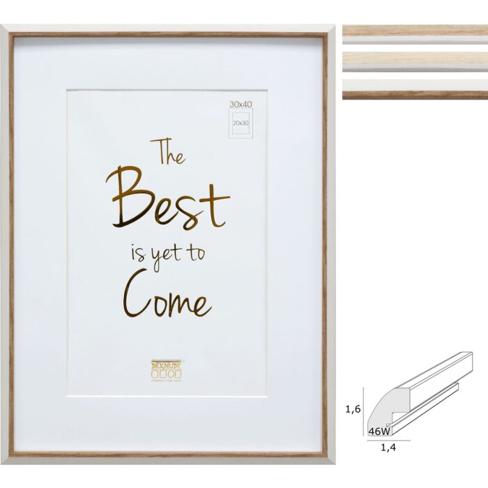 Deknudt Kunststoffrahmen S46WG Weiß Natur 10x15 cm bis 30x40 cm Passepartout