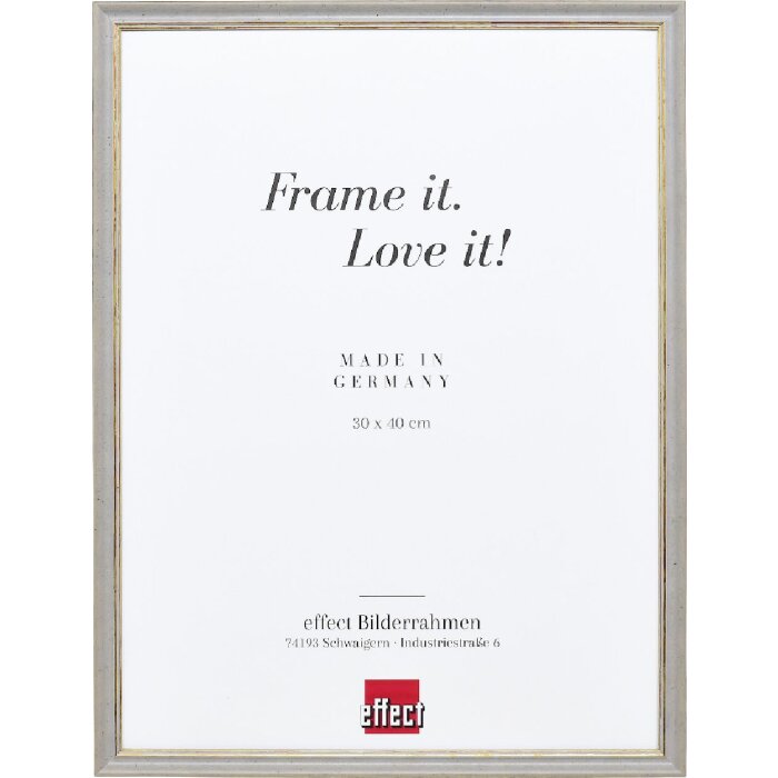 Effect Massiv-Holzrahmen Profil 25 grau 18x27 cm Museumsglas