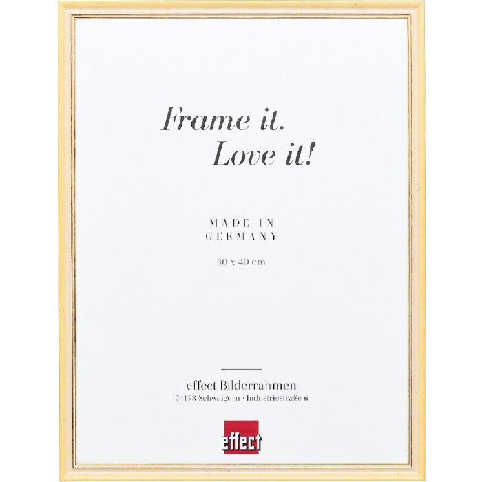 Effect Massiv-Holzrahmen Profil 25 gelb 25x60 cm Antireflexglas