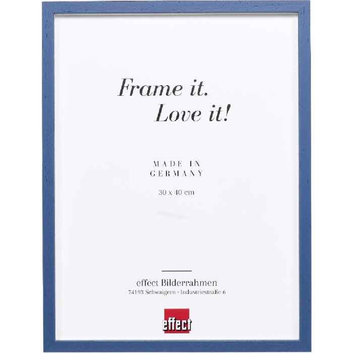 Эффектная деревянная рамка профиль 35 синий 25x60 см обычное стекло + разделитель