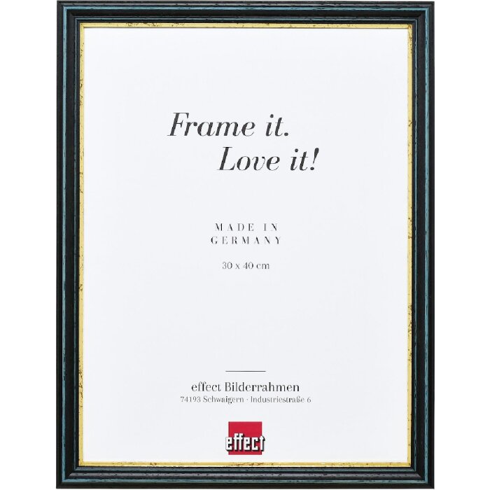 Effect Holzrahmen Profil 21 blau 28x35 cm Normalglas