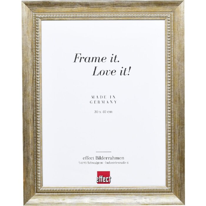 Effect Massiv-Holzrahmen Profil 28 gold 30x45 cm Klarglas