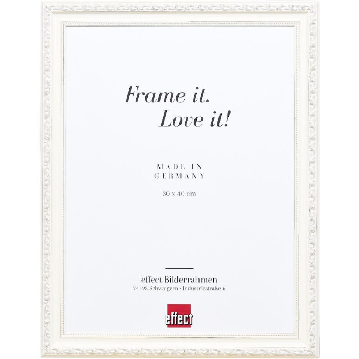 Эффектная деревянная рама в стиле барокко профиль 37 белый 42x59,4 см акриловое стекло