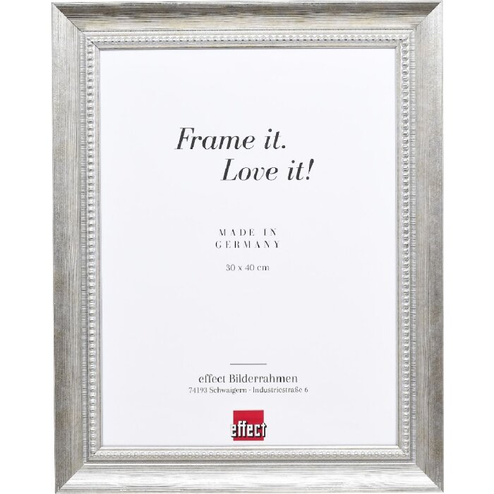 Effect Massiv-Holzrahmen Profil 28 silber 45x60 cm Antireflexglas