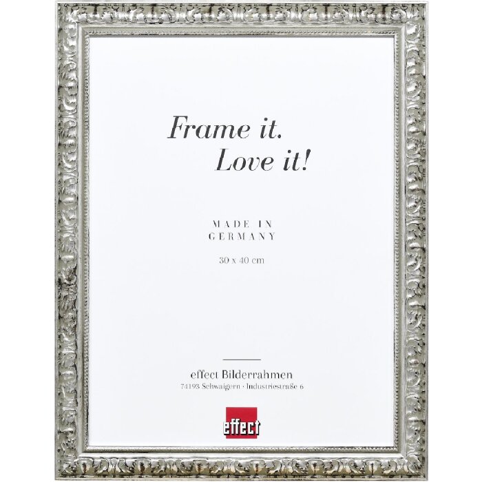 Эффектная деревянная рама профиль 94 серебро 60x60 см акриловое стекло