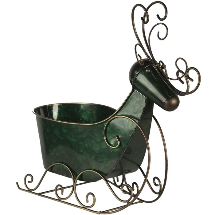 Железное украшение Clayre & Eef 6Y4444 Reindeer Sleigh Green 34x17x37 см