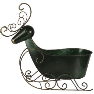 Железное украшение Clayre & Eef 6Y4444 Reindeer Sleigh Green 34x17x37 см