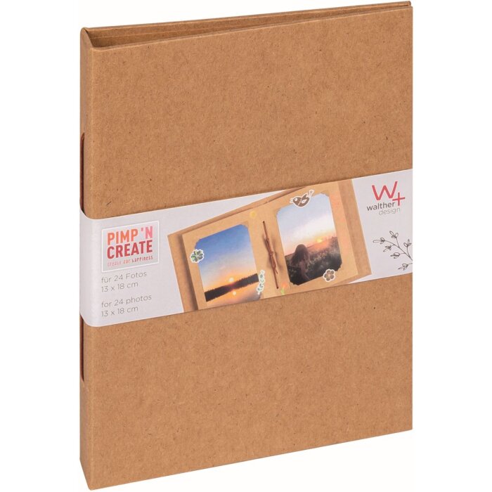 Walther Klein-Fotoalbum Pimp and Create braun Hochformat 24 Seiten