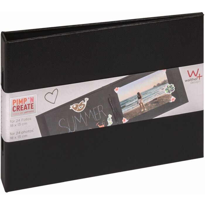 Walther Klein-Fotoalbum Pimp and Create schwarz Querformat 24 Seiten