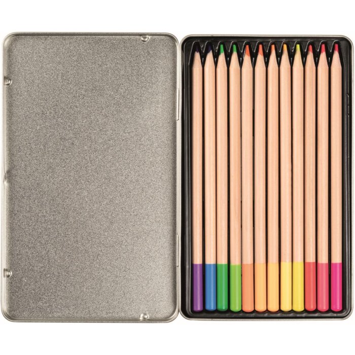 Walther Holz-Buntstifte Neon PIMP AND CREATE 12 Stück in Metall-Box