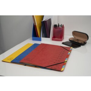 Exacompta Ordnungsmappe Colorspan-Karton mit Gummizug 12 Fächer DIN A4 Rot