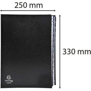 Exacompta Ordnungsmappe dehnbarer Faltenrücken 26 Fächer A-Z DIN A4 Schwarz