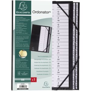 Exacompta Ordnungsmappe Gummizug Harmonika-Rücken 26 Fächer A-Z DIN A4 Schwarz