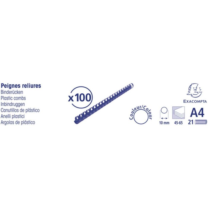 Exacompta 75301E Переплетные спирали 10 мм 21 кольцо для DIN A4 черный 100 шт.