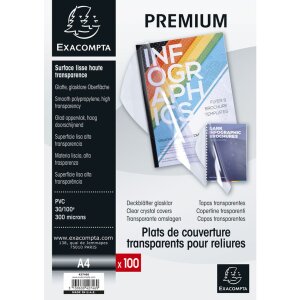 Exacompta упаковка 100 обложек ПВХ 300µ DIN A4 кристалл