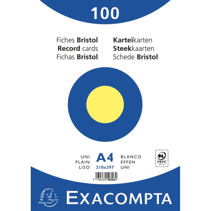 Exacompta Karteikarten DIN A4 100 Stück Gelb 205 g/m²