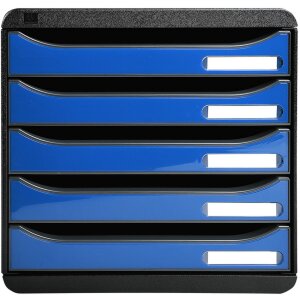 Exacompta Schubladenbox Big Box Plus 5 offene Schubladen Iderama Eisblau Glossy
