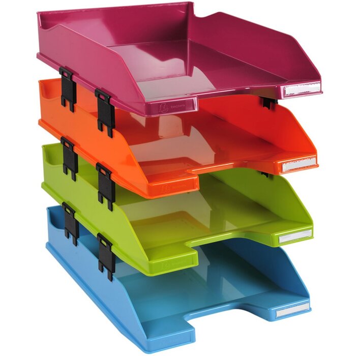 Exacompta 113298SETD Set mit 4 Briefablagen COMBO MIDI Iderama Farben sortiert