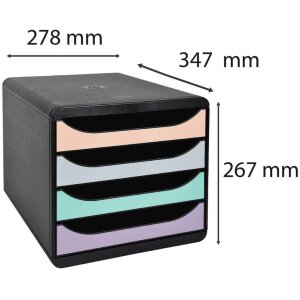 Exacompta Schubladenbox Big Box Plus Aquarel 4 offene Schubladen A4+ stapelbar