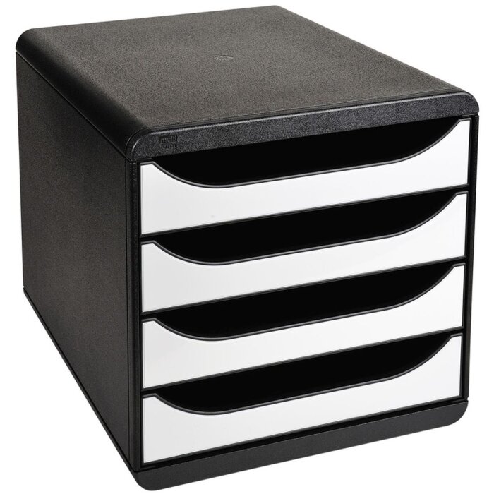 Exacompta Schubladenbox Big Box Plus 4 offene Schubladen Glossy Weiß