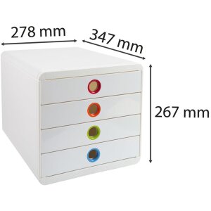 Exacompta 314398D Schubladenbox POP-BOX 4 Schubladen Weiß Harlekin