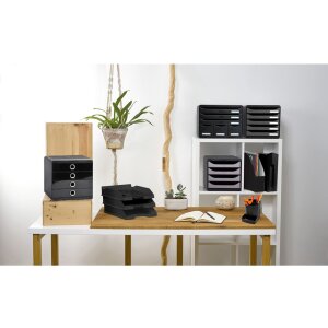 Exacompta 314438D Schubladenbox POP-BOX 4 Laden Schwarz Glossy DIN A4+