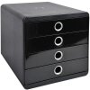 Exacompta 314438D Schubladenbox POP-BOX 4 Laden Schwarz Glossy DIN A4+