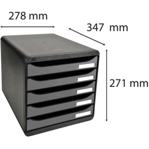 Exacompta 309738D Schubladenbox Big Box Plus 5 Schubladen Metallic-Silber