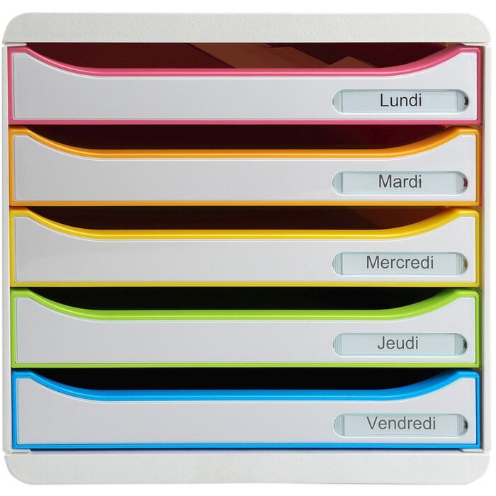 Exacompta Schubladenbox Big Box Plus 5 Schubladen Weiß Harlekin