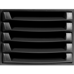 Exacompta 221014D Schubladenbox THE BOX 5 offene Schubladen EcoBlack Schwarz