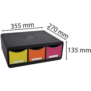 Exacompta TOOLBOX Ablagemodul 3 Schubladen Regenbogen 13,5 cm hoch