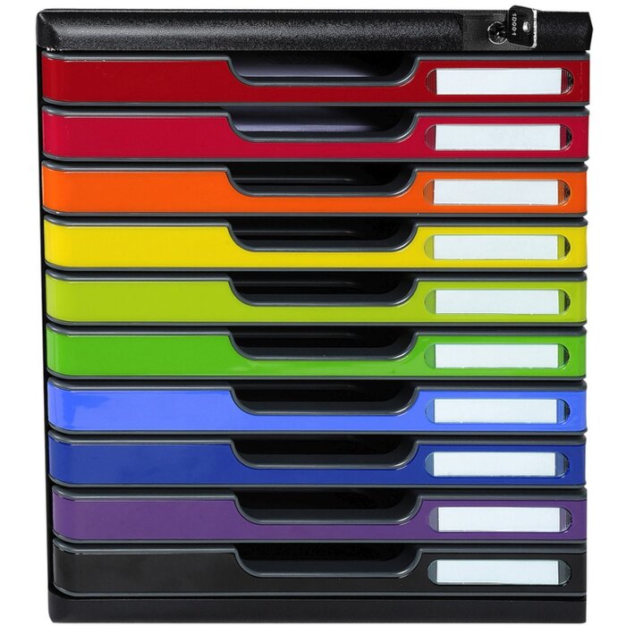 Exacompta Schubladenbox MODULO A4 10 abschließbare Schubladen Harlekin glossy