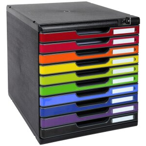 Exacompta Schubladenbox MODULO A4 10 abschließbare Schubladen Harlekin glossy
