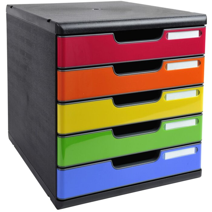 Exacompta 301798D Schubladenbox MODULO A4 5 geschlossene Schubladen Regenbogen
