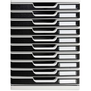 Exacompta Schubladenbox Modulo A4 Office 10 geschlossene Schubladen Schwarz